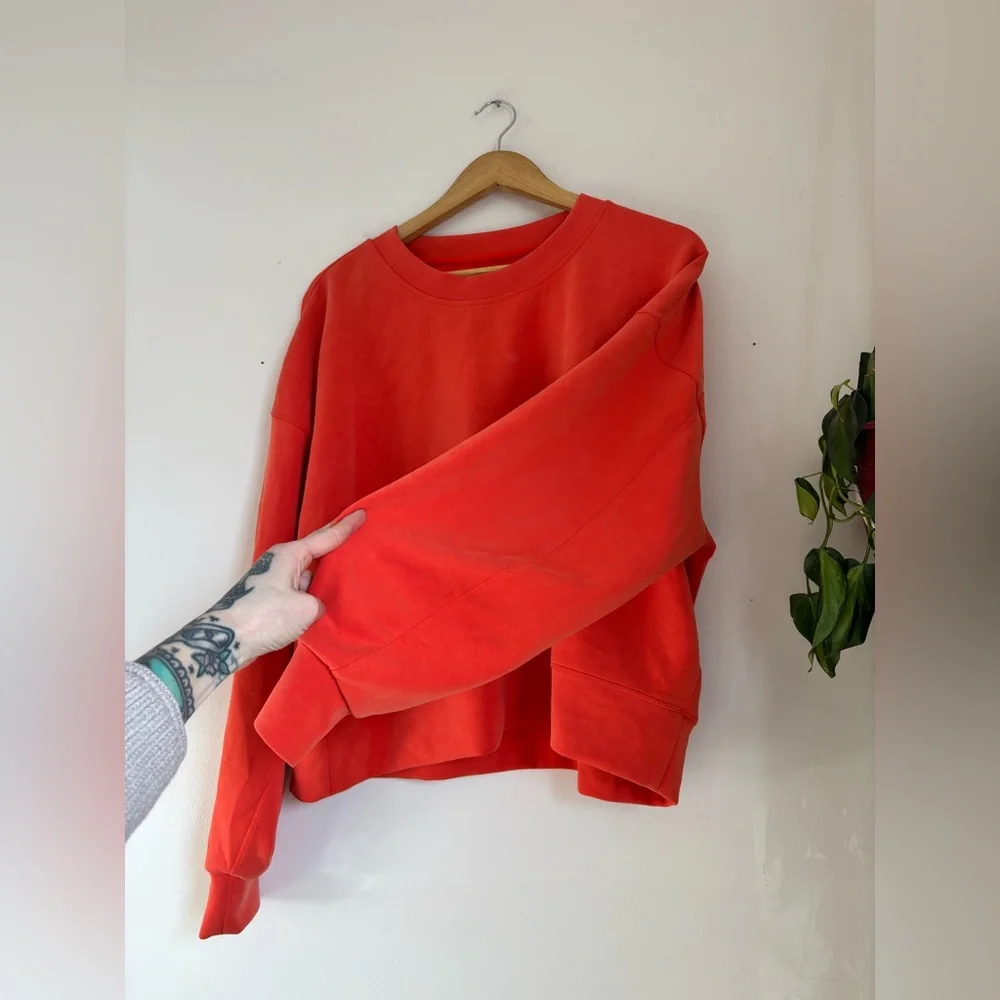 Lululemon Softstreme Perfectly Oversized Cropped Crew in Orange - Picture 6 of 12